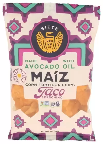 Siete Maiz Corn Tortilla Chips, Taco Seasoning 7.5 Oz Bag