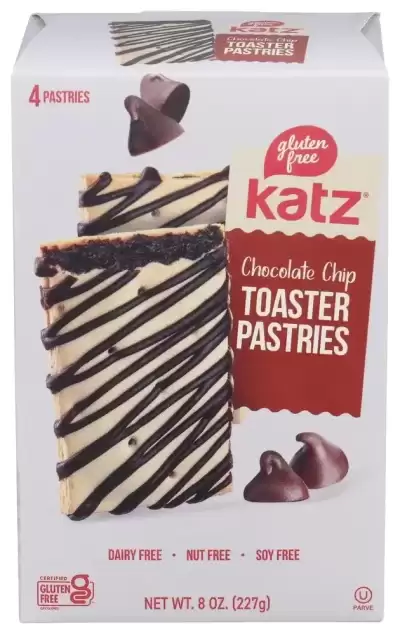 Katz Gluten Free Unfrosted Toaster Pastries Chocolate Chip 8 Oz