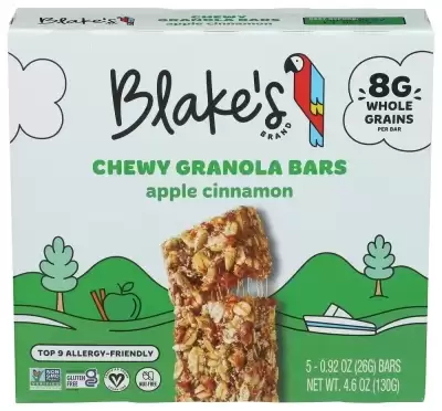 Blakes Seed Based, Chewy Granola Bars Apple Cinnamon Nut Free, 4.6 Oz(Case Of 6)