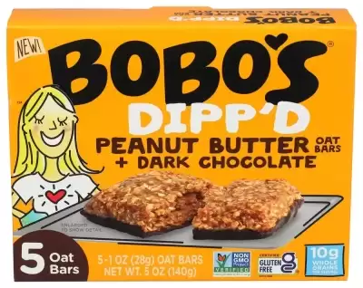 Bobo'S Oat Bars Dipp'D Oat Bars, Peanut Butter & Dark Chocolate 5 Bars (1 Oz Each)