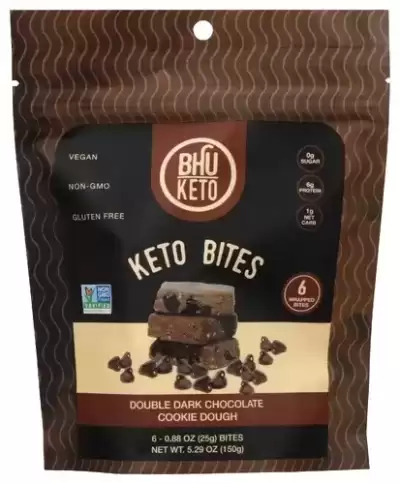 Bhu Foods, Protein Bites, Double Dark Chocolate Chip Cookie Dough, 6 Bites, 0.88 Oz (25 G) Each