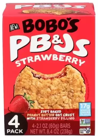 Bobo'S Oat Bars, Pb&Js Strawberry Oat Bars, 8.4 Oz(Case Of 6)
