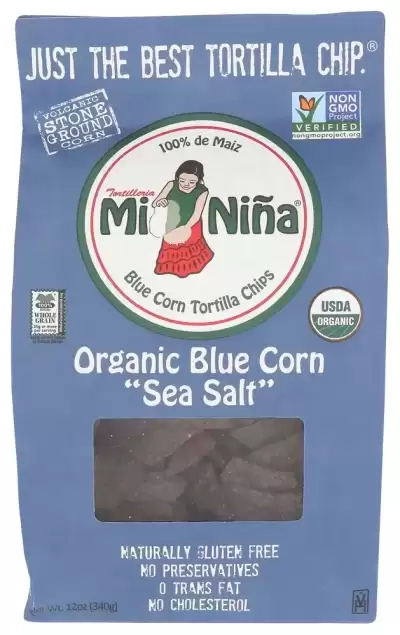 Mi Nina Tortilla Chip, Blue 12 Oz Bag