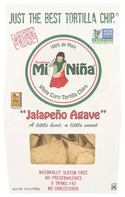 Mi Nina, Jalapeno Agave White Corn Tortilla Chips, 12 Oz(Case Of 9)