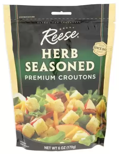 Reese Herb Seasoned Croutons Whole Grain 5.0 Oz Plastic Bag Shelf Stable