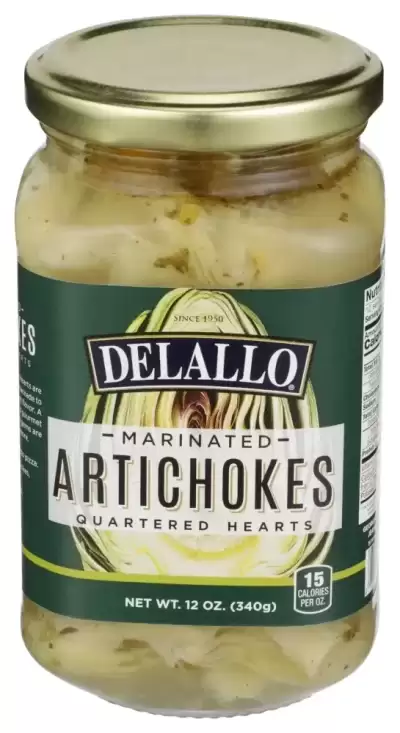Delallo Marinated Artichoke Hearts 12 Oz Jar Kosher Non-Gmo Gluten-Free Vegan