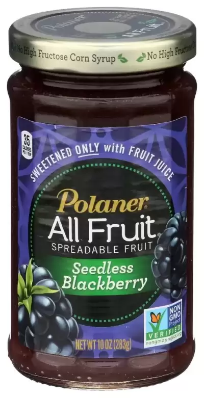Polaner Non-Gmo All Fruit Spread Seedless Blackberry 10 Oz