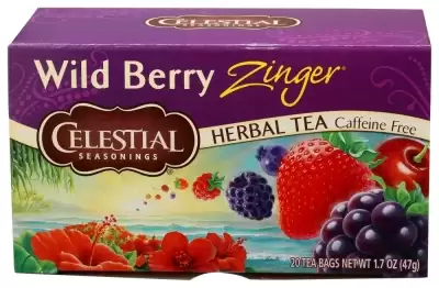 Celestial Seasonings Herbal Tea Wild Berry Zinger - Caffeine Free | 20 Bags