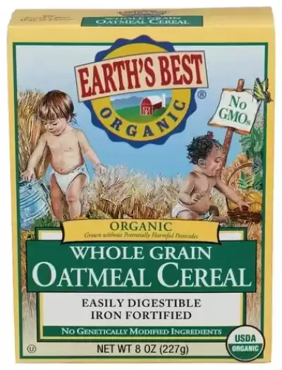 Earth'S Best Organic Whole Grain Oatmeal Baby Cereal - 8Oz: Iron Fortified, Non-Gmo, No Artificial F