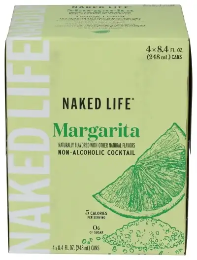 Naked Life Non-Alcoholic Drinks, Margarita, Zero Sugar, Low Calorie, Alcohol-Free Cocktails 4 Pack, 