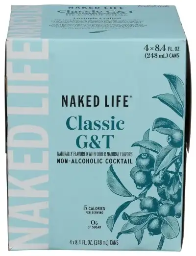 Naked Life Non-Alcoholic Drinks, Classic G&T - Low Calorie Alcohol-Free Spirits With Zero Sugar - 8.