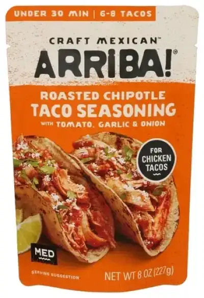 Arriba 2421789 Roasted Chipotle Chicken Taco Seasoning Sauce With Tomato Garlic & Onion, 8 Oz