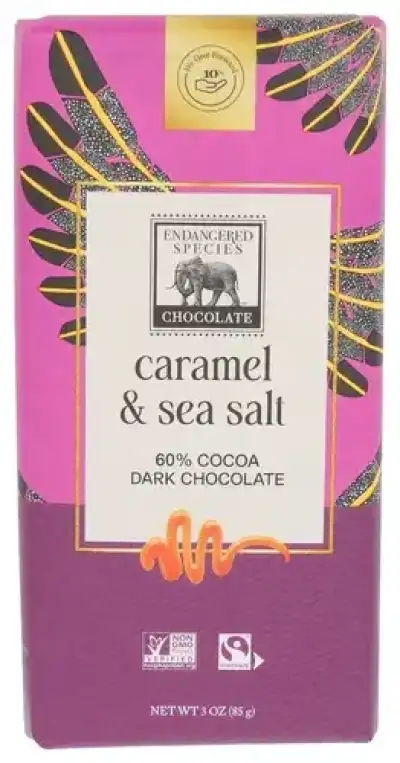 Endangered Species Chocolate 60% Cocoa Dark - Caramel & Sea Salt 3 Oz Bars