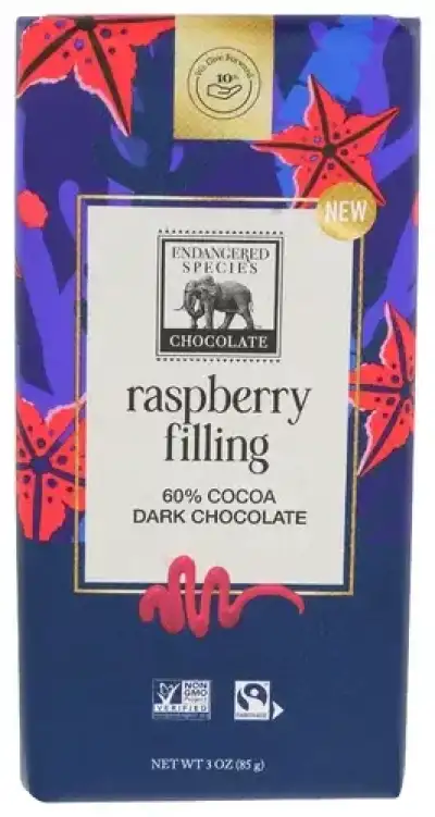 Endangered Species , Cocoa Dark Chocolate Raspberry Filling, 3 Oz (Case Of 12)