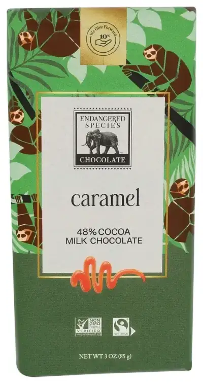 Endangered Species Chocolate Bar, Rich Caramel & 48% Milk Chocolate 3 Oz Bar