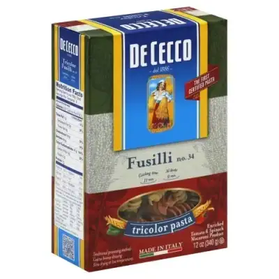 De Cecco , Fusilli Tricolor Pasta, 12 Oz (Case Of 12)