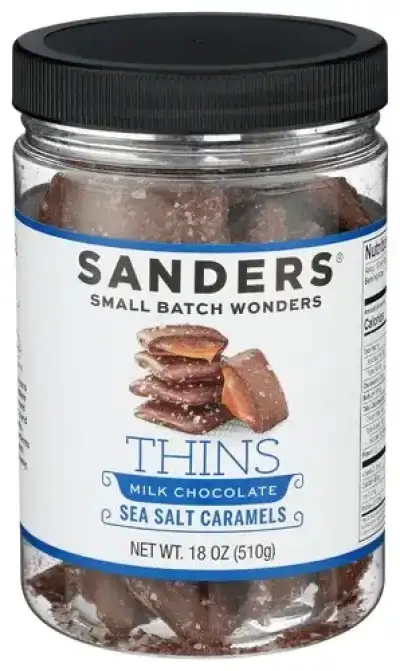 Sanders , Milk Chocolate Sea Salt Caramel Thins, 18 Oz (Case Of 6)