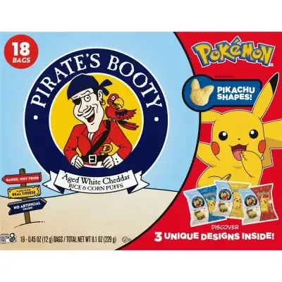 Pirate Brands Pirate'S Booty Pikachu Shape Chips Multipack - 8.1Oz/18Ct
