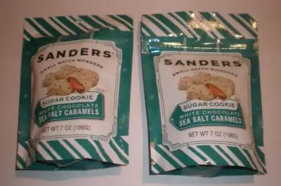 Sanders Sugar Cookie White Chocolate Sea Salt Caramels 2 Bags 7 Oz Each