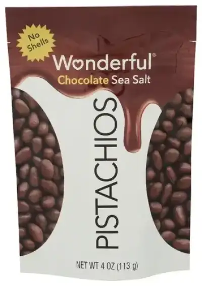 Wonderful Pistachios , No Shells, Chocolate Sea Salt, 4 Ounce Resealable Bag