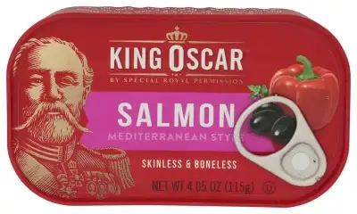 King Oscar , Skinless & Boneless Salmon In Olive Oil, Mediterranean Style, 4.05 Oz (115 G)