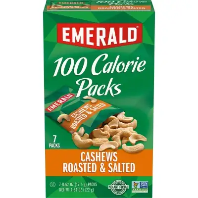 Emerald Eb Emerald Nuts, 100 Calorie, Roasted & Salted Cashews, 7 Ct, 4.34 Oz - 0.62 Oz Cvs