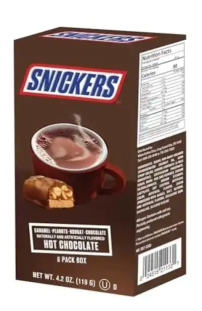 Mars Snickers Milk Chocolate Caramel Peanut & Nougat Flavored Hot Cocoa Sticks - 6 Count 4.2 Oz