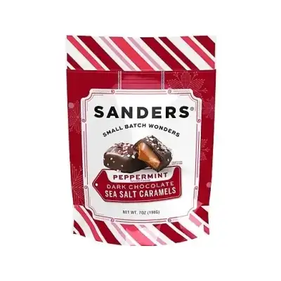 Sanders Small Batch Wonders Miniatures Peppermint Sea Salt Caramels Dark Chocolate Pieces, 7 Oz. (Mr