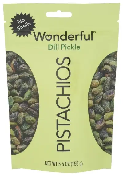 Wonderful Pistachios No Shells Dill Pickle Nuts, 5.5 Ounce Resealable Bag, Protein Snacks, Gluten Fr
