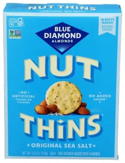 Blue Diamond, Almond Nut-Thins Rice Cracker Snacks With Almonds Original, 4.25 Oz(Case Of 12)