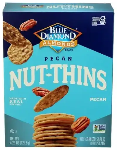 Blue Diamond, Pecan Nut-Thins Rice Cracker Snacks With Pecans, 4.25 Oz(Case Of 12)