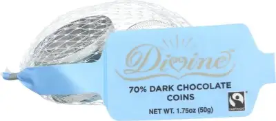 Divine Chocolate Choc Coin Drk Blue Slvr