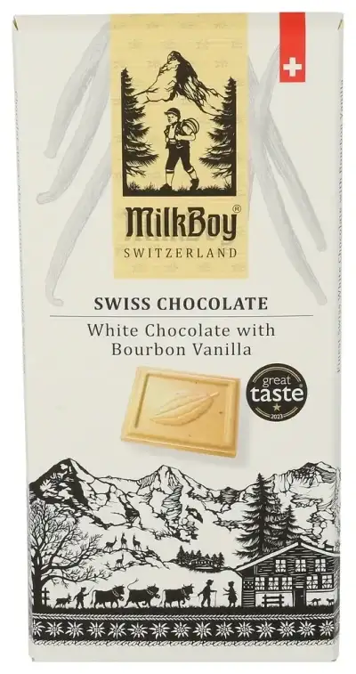 Milkboy Swiss Chocolates Bar Choc Wht Bourbn Van