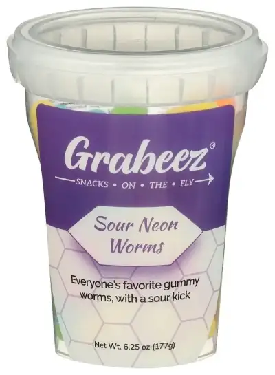 Grabeez Snack Cups Candy Cup Sour Neon Wrms