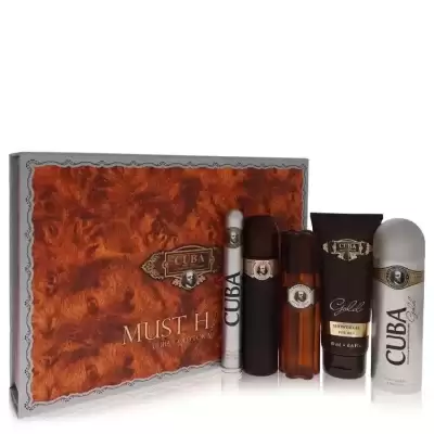 Cuba Gold by Fragluxe Gift Set -- 3.3 oz Eau De Toilette Spray + 3.3 oz After Shave Spray + 6.7 oz B
