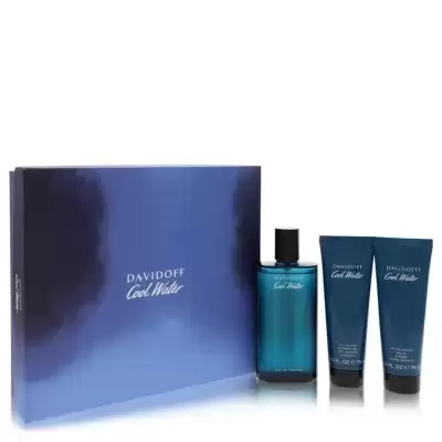 Cool Water by Davidoff Gift Set -- 4.2 oz Eau De Toilette Spray + 2.5 oz After Shave Balm + 2.5 oz S