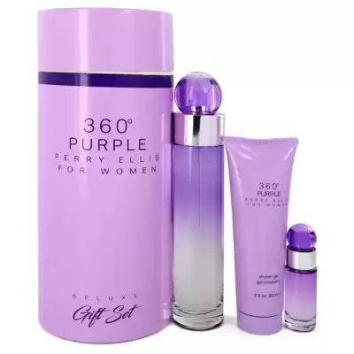 Perry Ellis 360 Purple by Perry Ellis Gift Set -- 3.4 oz Eau De Parfum Spray + .25 oz Mini EDP Spray