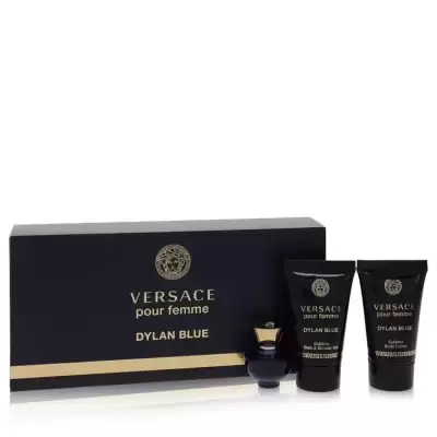 Versace Pour Femme Dylan Blue by Versace Gift Set -- 0.17 oz Mini EDP + 0.8 oz Body Lotion + 0.8 oz 