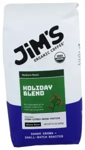 Jims Organic Coffee Hldy Blend Wholebn Coffee