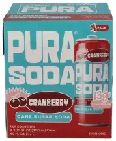 Pura Soda Soda Cranberry 4Pk