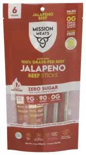 Mission Meats Stick Beef Jlpno 6Pc
