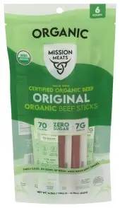 Mission Meats Stick Beef Orig Org 6Pc
