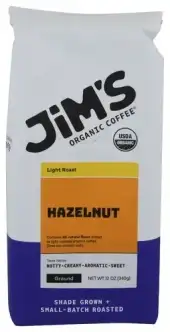 Jims Organic Coffee Coffee Hazelnut Ground