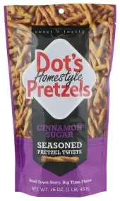 Dots Homestyle Pretzels Cinnamon Sugar