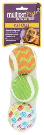 Multipet Toy Dog Tennis Ball 3Pk