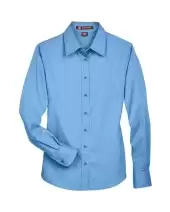 Harriton M500W Women's Easy Blend? Long Sleeve Twill?Dress Shirt with Stain-Release 2 Pack