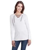LAT LA3538 Ladies' Long-Sleeve Fine Jersey Lace-Up T-Shirt