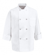 Chef Designs 0403L Eight Pearl Button Chef Coat Long Sizes