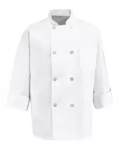Chef Designs 0403L Eight Pearl Button Chef Coat Long Sizes