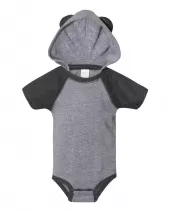 Rabbit Skins 4417 Fine Jersey Infant Short Sleeve Raglan Bodysuit with Hood & Ears